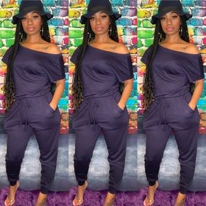 Summer Loose Off Shoulder Casual Tee Jumpsuit